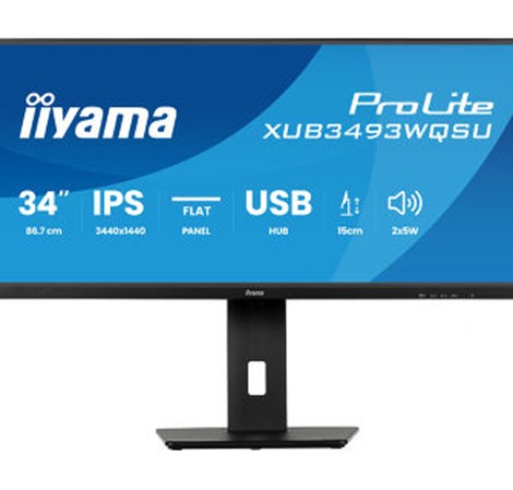 IIYAMA 34" XUB3493WQSU-B6 UWQHD (3440×1440) IPS 21:9, 120Hz, 400cd/m2, 1000:1, 1ms, 2×HDMI/DP, 2×USB-C/2×USB-A, HAS 150mm, zvučnici, crni