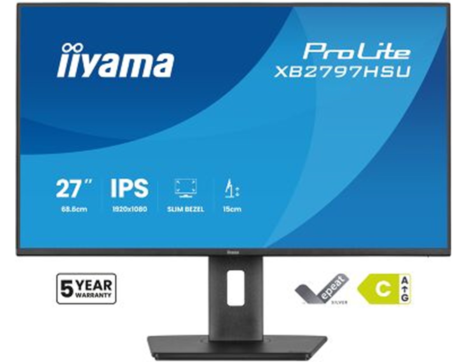 IIYAMA 27" XB2797HSU-B1 FHD (1920x1080) 120Hz, Pivot, 350cd/m2, Speakers, HDMI, DP, 1ms, USB-Ax2, USB-Cx2