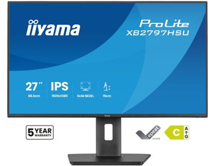 IIYAMA 27" XB2797HSU-B1 FHD (1920x1080) 120Hz, Pivot, 350cd/m2, Speakers, HDMI, DP, 1ms, USB-Ax2, USB-Cx2