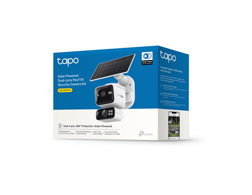TP-Link Tapo C645D kamera + Tapo A201 Solar panel 2x 2K/3MP (2304×1296)Color Night Vision, microSD, 6×Spotlights, detekcija pokreta, IP65, ugrađena punjiva Li-Ion baterija, Wi-Fi/Tapo app