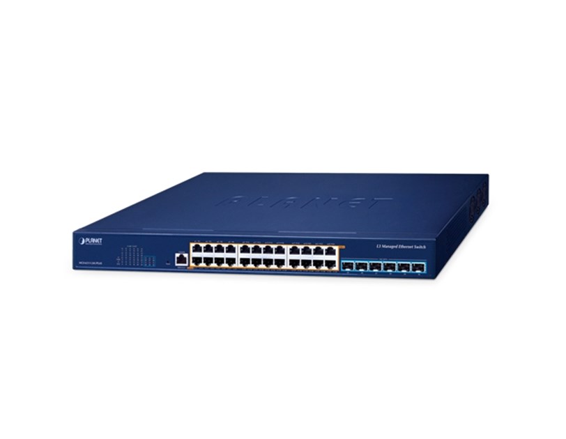 PLANET Layer 3 24-Port 2.5GBASE-T 95W 802.3bt PoE + 6-Port 10GBASE-X SFP+ Managed Ethernet Switch, 720W PoE budget, hardware-based Layer 3 RIPv1/v2, OSPFv2 dynamic routing