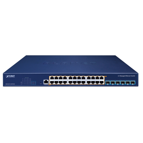 PLANET Layer 3 24-Port 2.5GBASE-T 95W 802.3bt PoE + 6-Port 10GBASE-X SFP+ Manage...