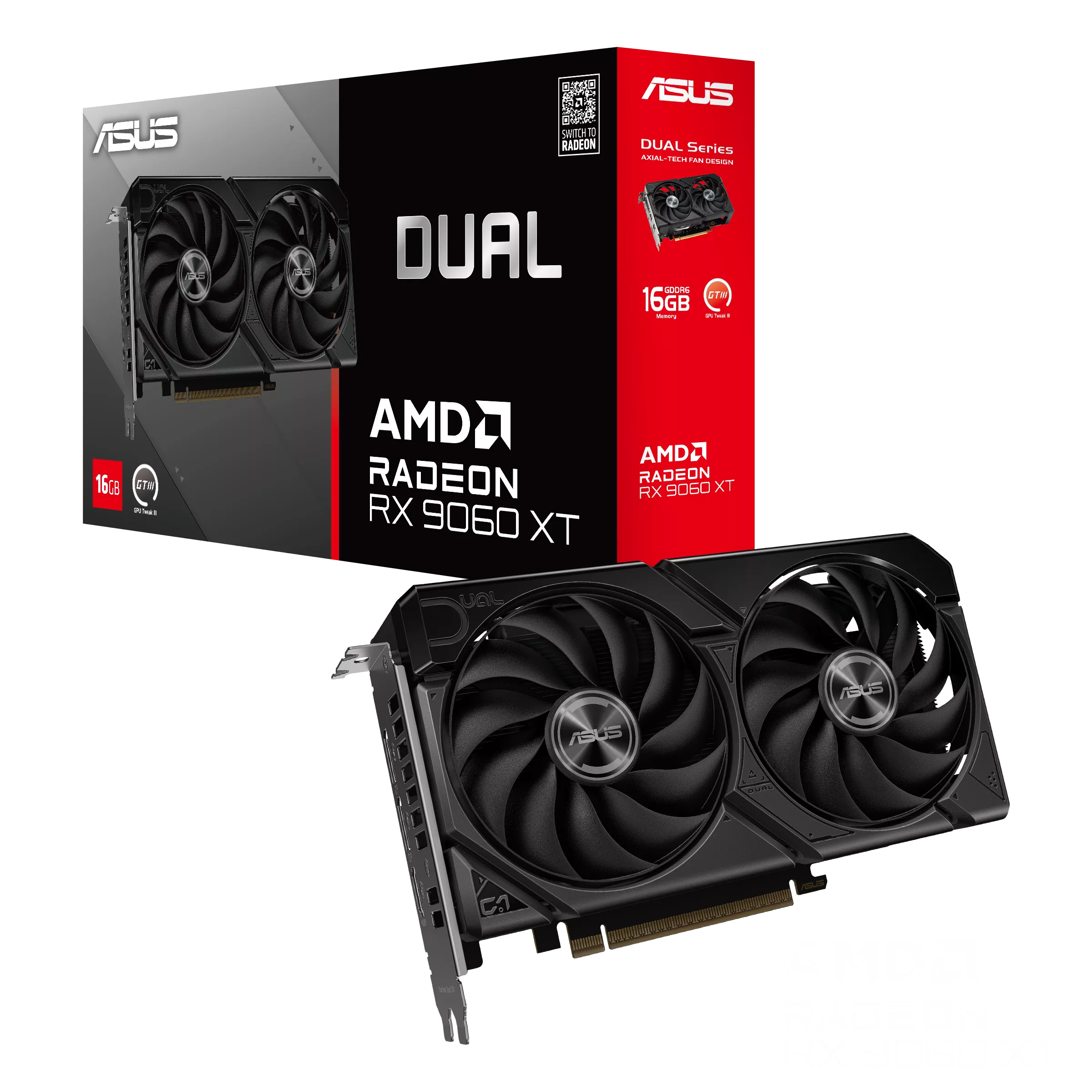 Asus Dual Radeon RX 9060 XT 16GB GDDR6, PCIe 5.0 x16, 1×HDMI/2×DP