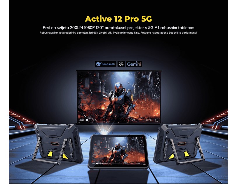 BLACKVIEW Tab Active 12 Pro 5G 12/256 GB, 11" FHD+ (1920x1200) IPS, 50MP/108MP, WiFi, DokeOS P 4.2, IP68/IP69K, stylus olovka, bez adaptera, crni