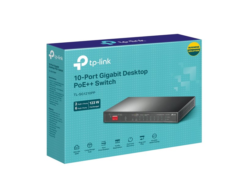 TP-Link 10-port Gigabit PoE preklopnik (Switch), 9×10/100/1000Mbps RJ45 Ports (6x PoE+, 2x PoE++, 2x Gigabit Non-PoE), 1×1000Mbps Combo SFP/RJ45 Port, metalno kućište (123W)