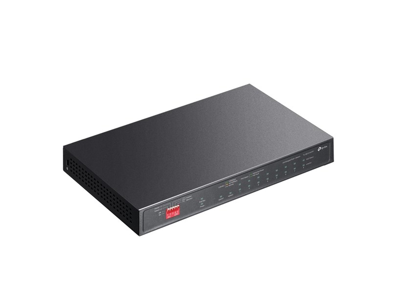 TP-Link 10-port Gigabit PoE preklopnik (Switch), 9×10/100/1000Mbps RJ45 Ports (6x PoE+, 2x PoE++, 2x Gigabit Non-PoE), 1×1000Mbps Combo SFP/RJ45 Port, metalno kućište (123W)