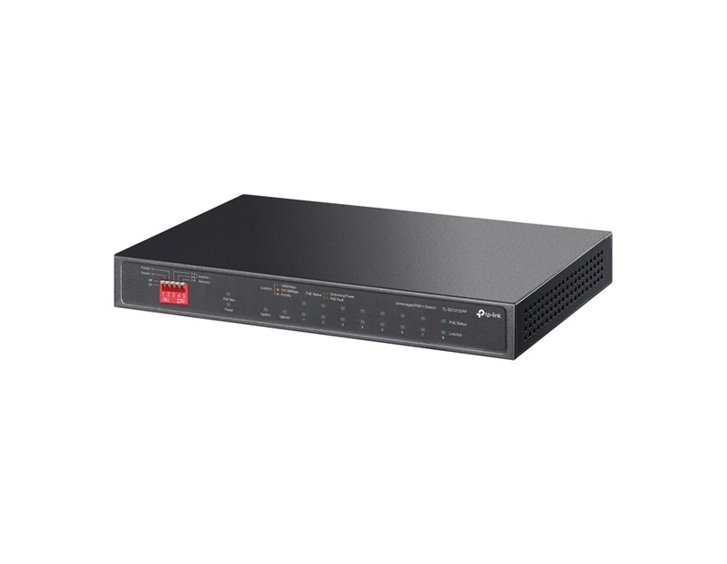 TP-Link 10-port Gigabit PoE preklopnik (Switch), 9×10/100/1000Mbps RJ45 Ports (6x PoE+, 2x PoE++, 2x Gigabit Non-PoE), 1×1000Mbps Combo SFP/RJ45 Port, metalno kućište (123W)