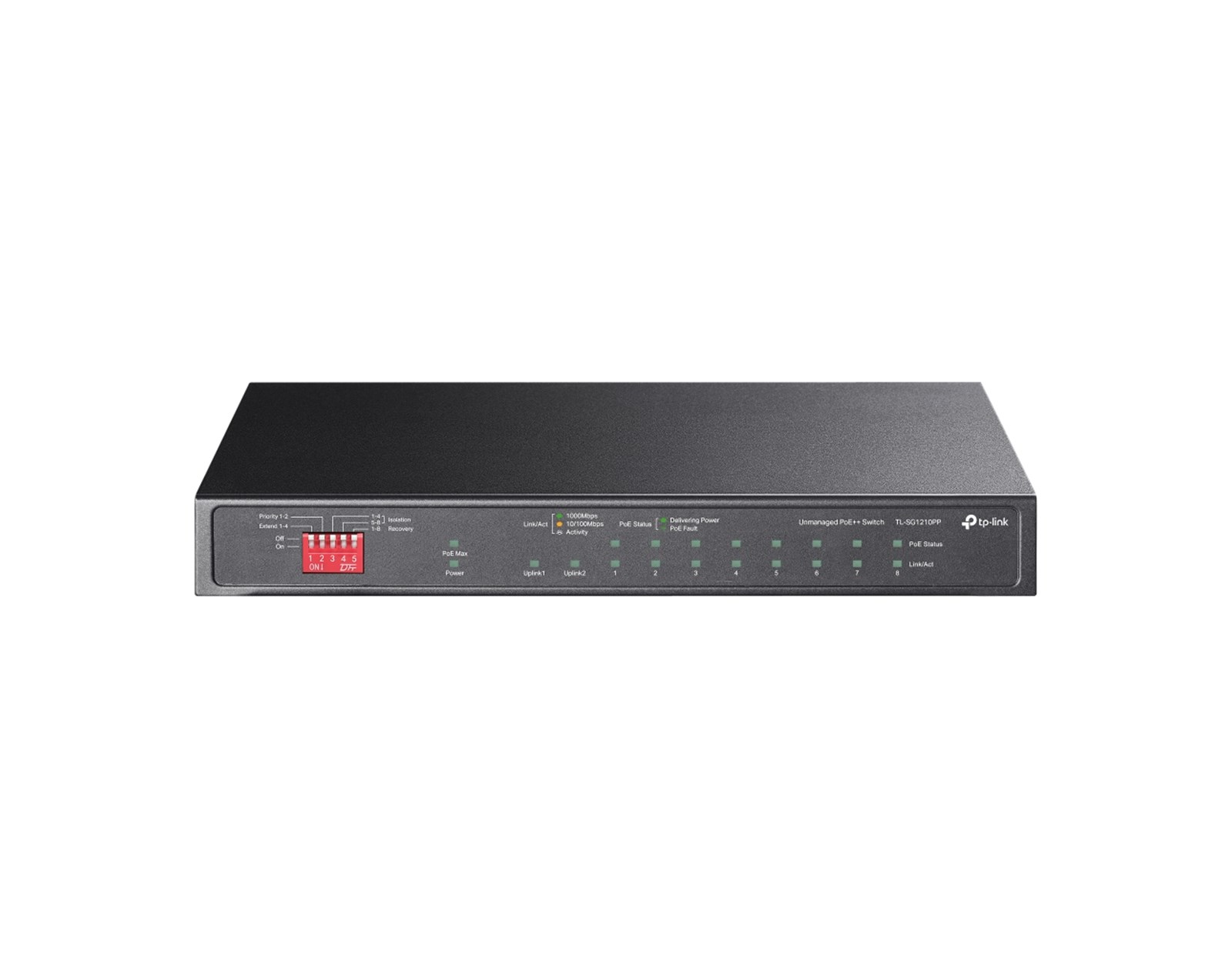 TP-Link 10-port Gigabit PoE preklopnik (Switch), 9×10/100/1000Mbps RJ45 Ports (6x PoE+, 2x PoE++, 2x Gigabit Non-PoE), 1×1000Mbps Combo SFP/RJ45 Port, metalno kućište (123W)