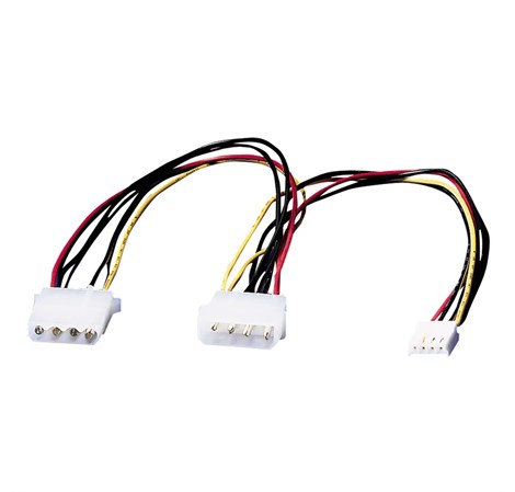 Roline interni Y-naponski kabel, 4-pin F HDD na 4-pin M HDD+4-pin M FDD, 0.3m