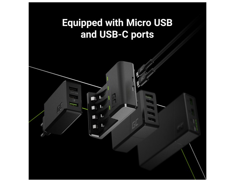 Green Cell punjač Ni-MH, AA i AAA baterija, Micro USB & USB-C port