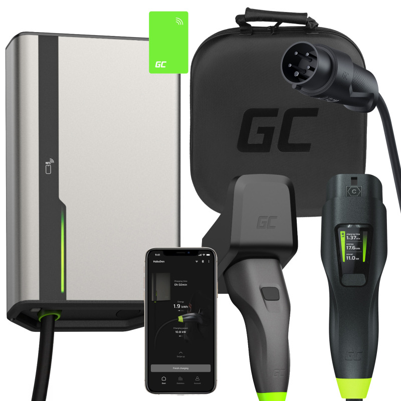 Green Cell (EVGC021B2275) HabuDen 22kW 32A 7.5m NFC + Habu Mobile EV Charger 11 ...