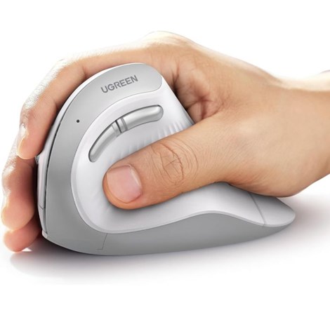 UGREEN bežični ergonomski vertikalni miš, bluetooth, 4000 DPI, USB, bijeli