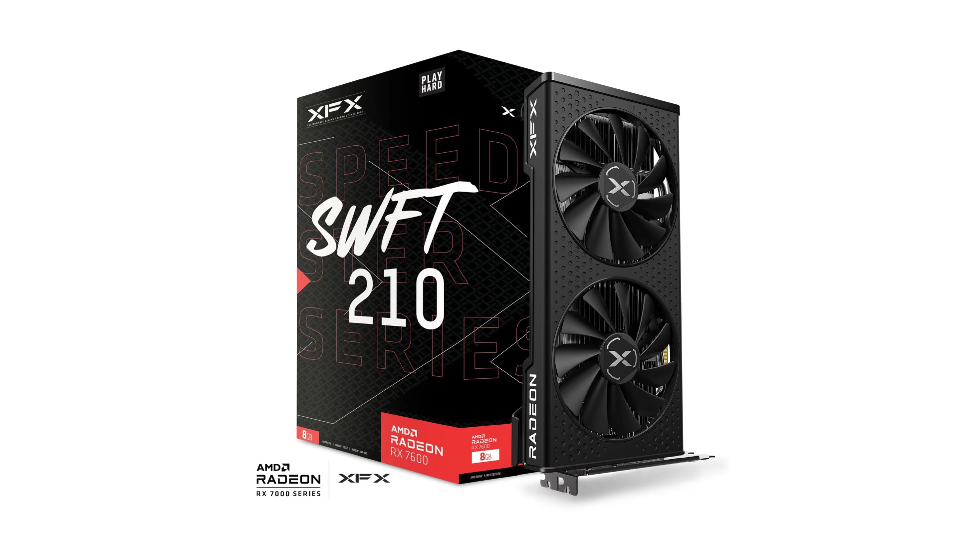 XFX AMD Radeon RX 7600 Speedster SWFT 8GB GDDR6/128-bit, PCIe 4.0, 1× HDMI/3× ...