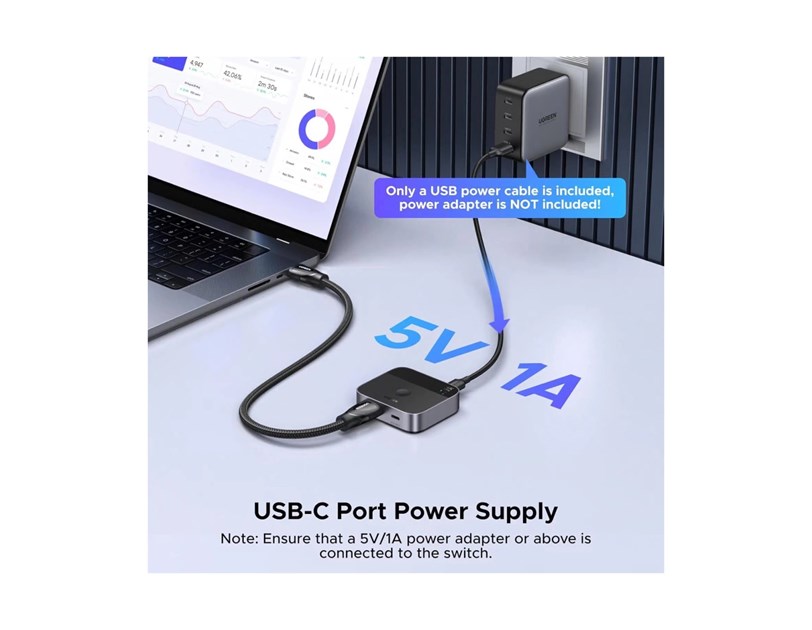 UGREEN razdjelnik video HDMI 2.0 na USB C, 4K@60Hz, crni