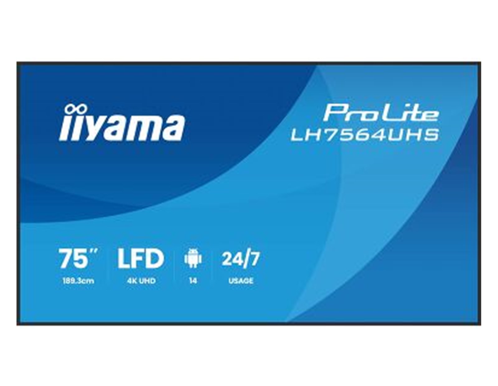 IIYAMA 75" LH7564UHS-B1AG 4K UHD (3840x2160) VA Signage 24/7, 500 cd/m2, 5000:1, Android OS 14, iiShare, iiControl, iiSignage2