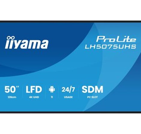 IIYAMA 50" LH5075UHS-B2AG 4K UHD (3840x2160) VA Signage 24/7, 500 cd/m2, 5000:1, Android OS, E-Share, iiSignage2