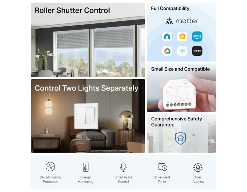 TP-Link Tapo S112 Smart Switch Module  2.4GHz, 802.11b/g/n, Bluetooth, Tapo app, Wi-Fi kontrola, Timer/Schedule postavke, Amazon Alexa/Google Assistant