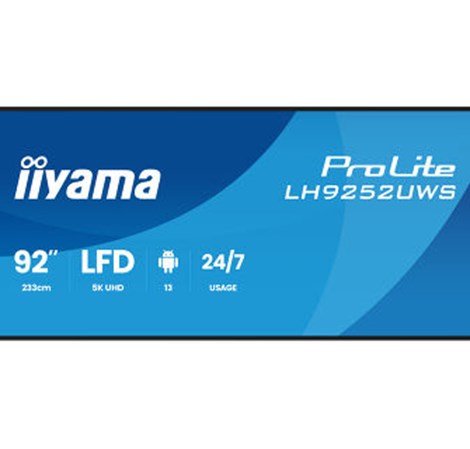 IIYAMA 92" LH9252UWS-B1AG 5K UWD (5120x2160) VA 21:9 Signage 24/7, 500 cd/m2, 5000:1, Android OS, iiyama DMS, iiyama Share, EShare