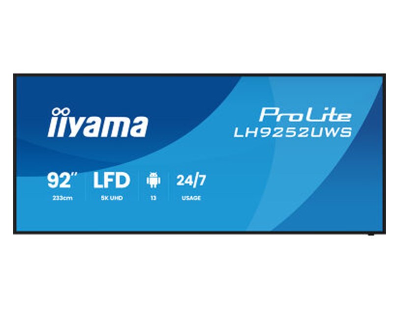 IIYAMA 92" LH9252UWS-B1AG 5K UWD (5120x2160) VA 21:9 Signage 24/7, 500 cd/m2, 5000:1, Android OS, iiyama DMS, iiyama Share, EShare