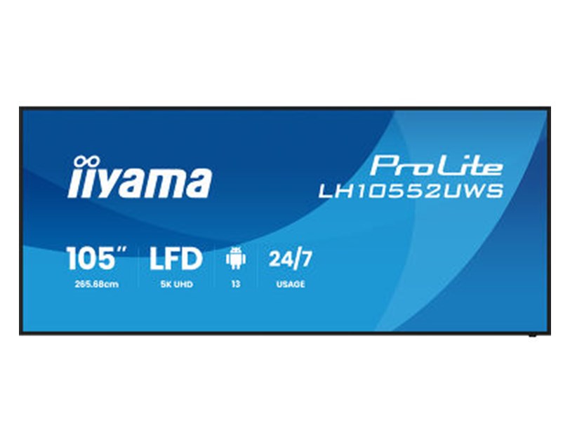 IIYAMA 105" LH10552UWS-B1AG 5K UWD (5120x2160) IPS 21:9 Signage 24/7, 500 cd/m2, 1200:1, Android OS, iiyama DMS, iiyama Share, EShare