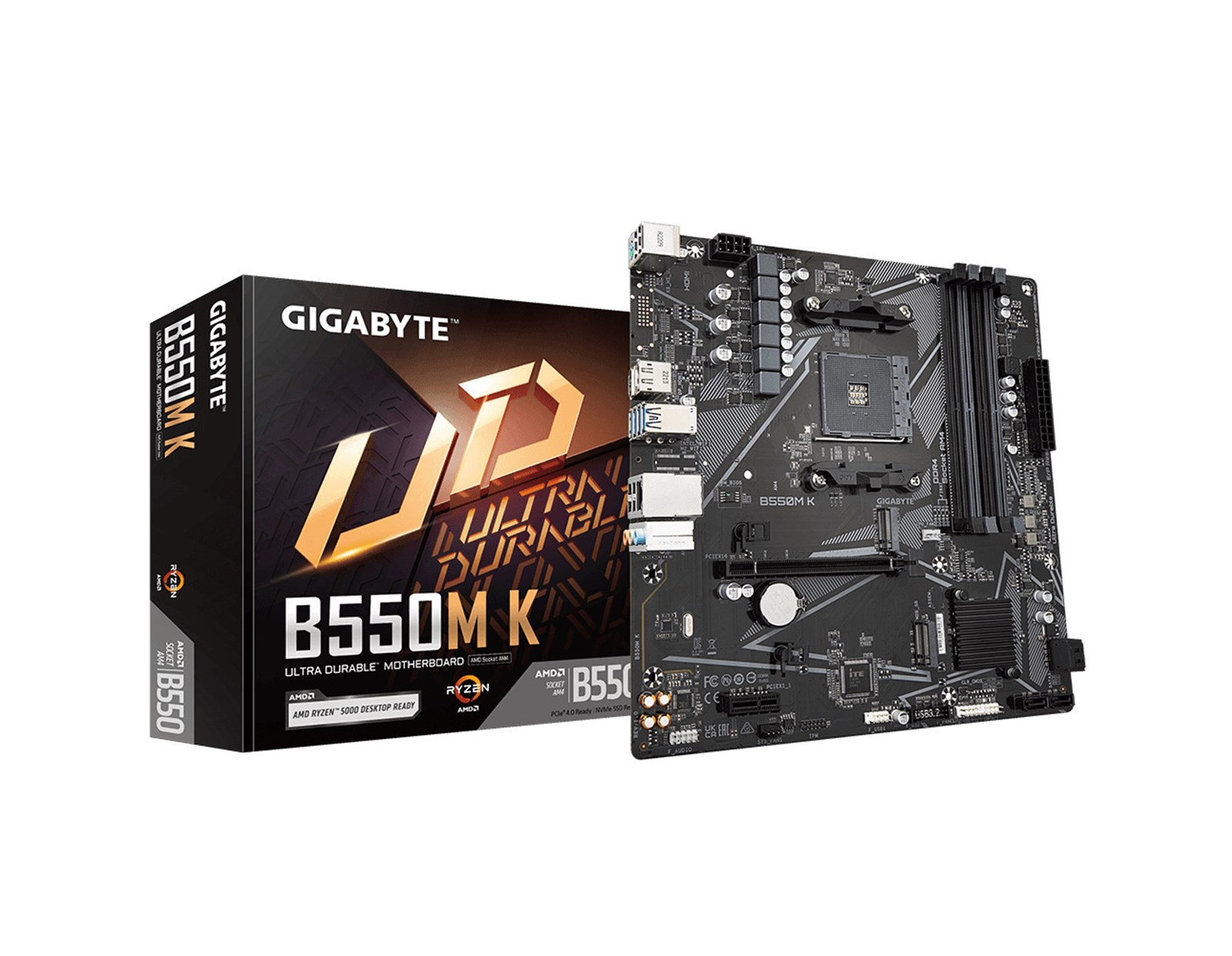 Gigabyte MB B550M K, S.AM4, 4XDDR4/4733(O.C.) PCIe 4.0, G-LAN, HDMI/DP, mATX