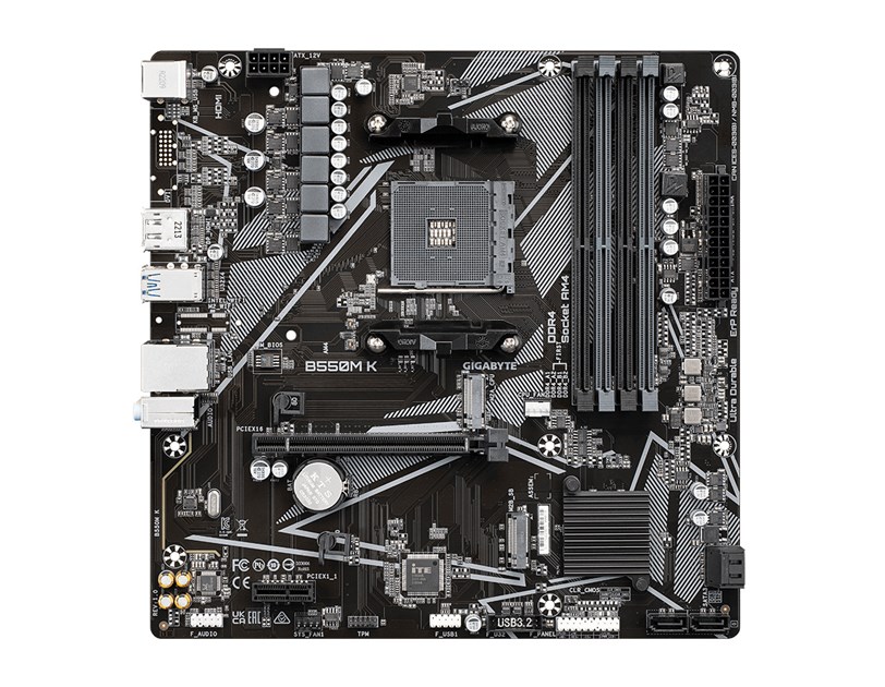 Gigabyte MB B550M K, S.AM4, 4XDDR4/4733(O.C.) PCIe 4.0, G-LAN, HDMI/DP, mATX