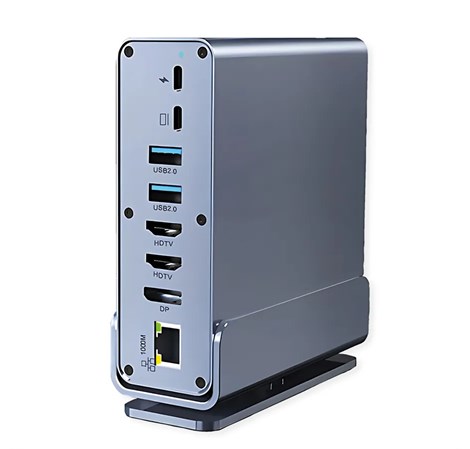 Roline VALUE Docking station USB-C, 2×HDMI/DP 4K/60, G-LAN, 3×USB-A 3.2, USB-C, 2×USB2.0, PD 100W, SD/microSD, Audio out