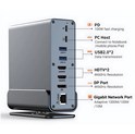 Roline VALUE Docking station USB-C, 2×HDMI/DP 4K/60, G-LAN, 3×USB-A 3.2, USB-C, 2×USB2.0, PD 100W, SD/microSD, Audio out