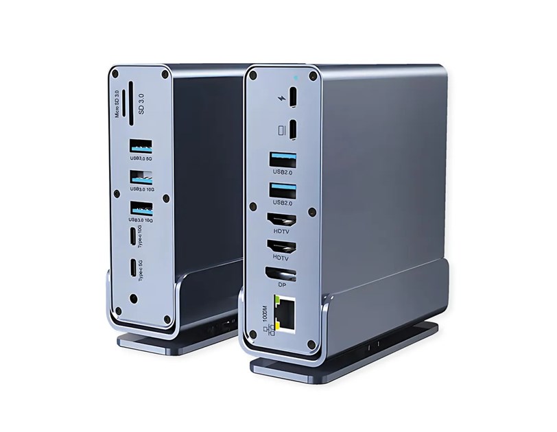Roline VALUE Docking station USB-C, 2×HDMI/DP 4K/60, G-LAN, 3×USB-A 3.2, USB-C, 2×USB2.0, PD 100W, SD/microSD, Audio out