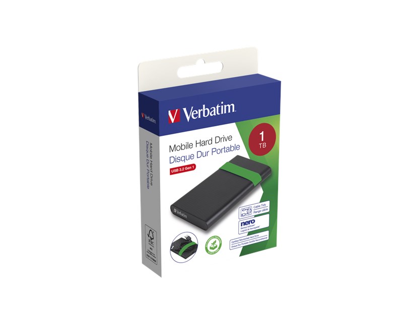 Verbatim 2.5" SmartDisk 1TB vanjski HDD, USB3.2 Gen1, Certified Refurbished, crni