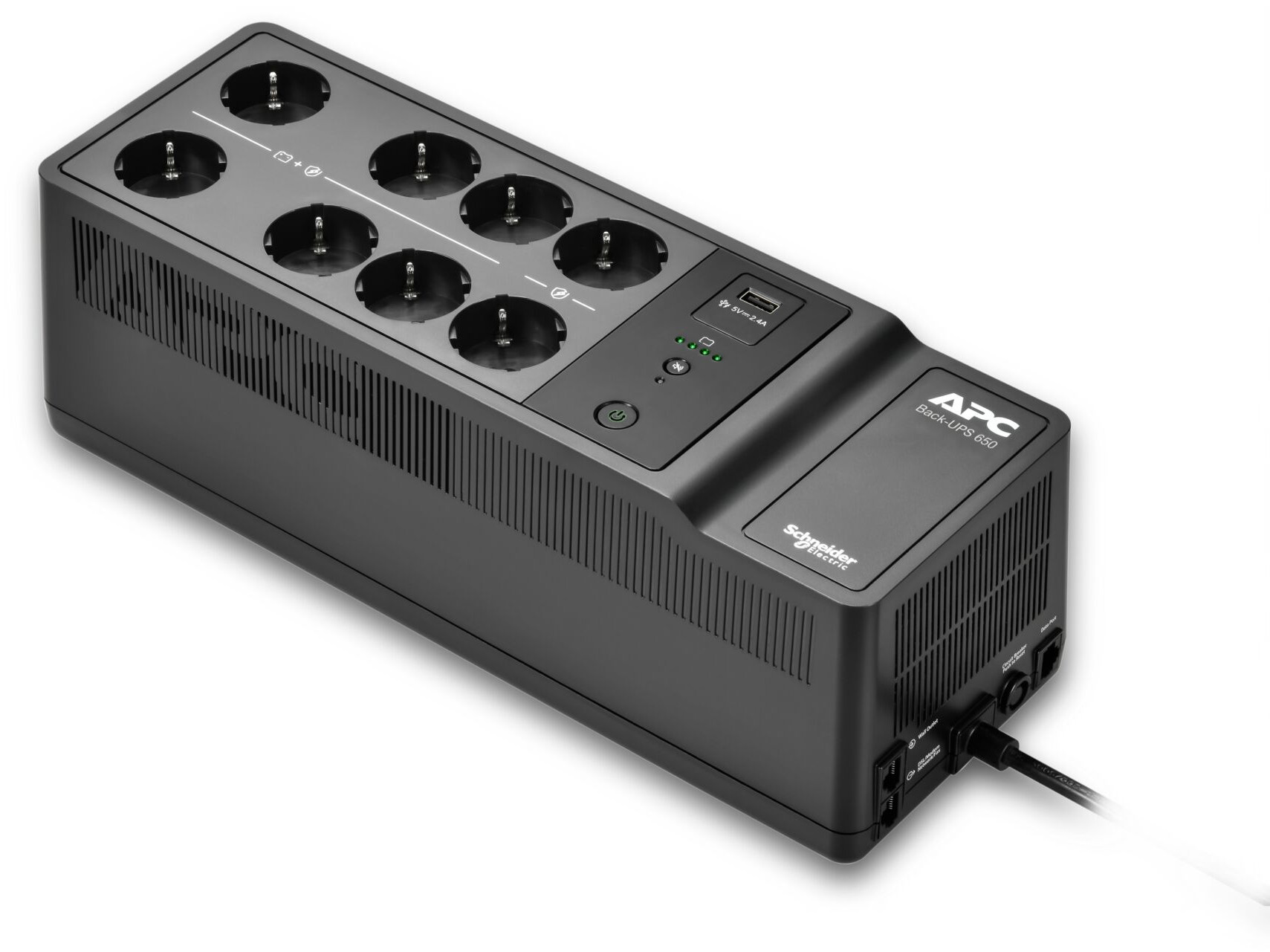 APC Back UPS 650VA/400W, Offline, 8x Schuko CEE7, USB A charging port (BE650G2-G...