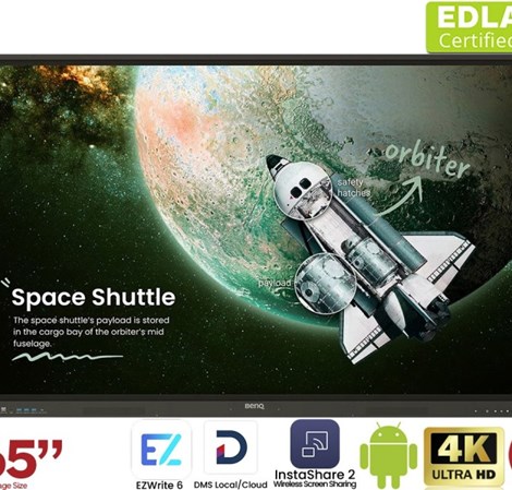 BenQ 65" RE6504A Touchscreen 4K UHD (3840×2160) IPS, 16:9, 8GB/64GB, 450cd/m2, 1200:1, 4xHDMI, 5xUSB-A, 2xUSB-C, 2xUSB-B, zvučnici, Android 14, crni