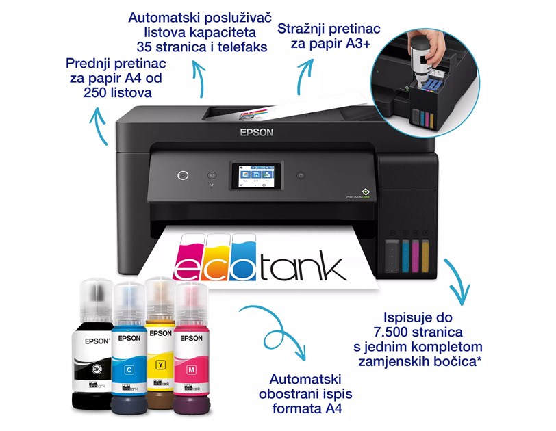Epson EcoTank L14150 Print/Scan/Copy/Fax, A3, 38 str./min, 4.800x1.200 DPI, USB/Ethernet/WiFi/Wi-Fi Direct, touchscreen