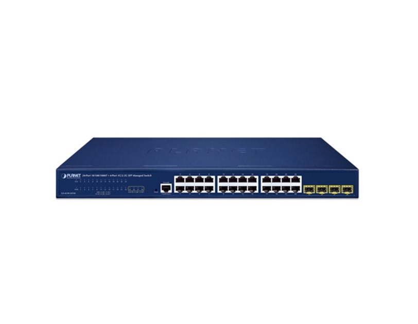 PLANET IPv4/IPv6, 24-Port 10/100/1000T + 4-Port 1G/2.5G SFP L2/L4 SNMP Managed Gigabit Ethernet Switch, supports ERPS Ring, Cloud-based CloudNMS, MQTT