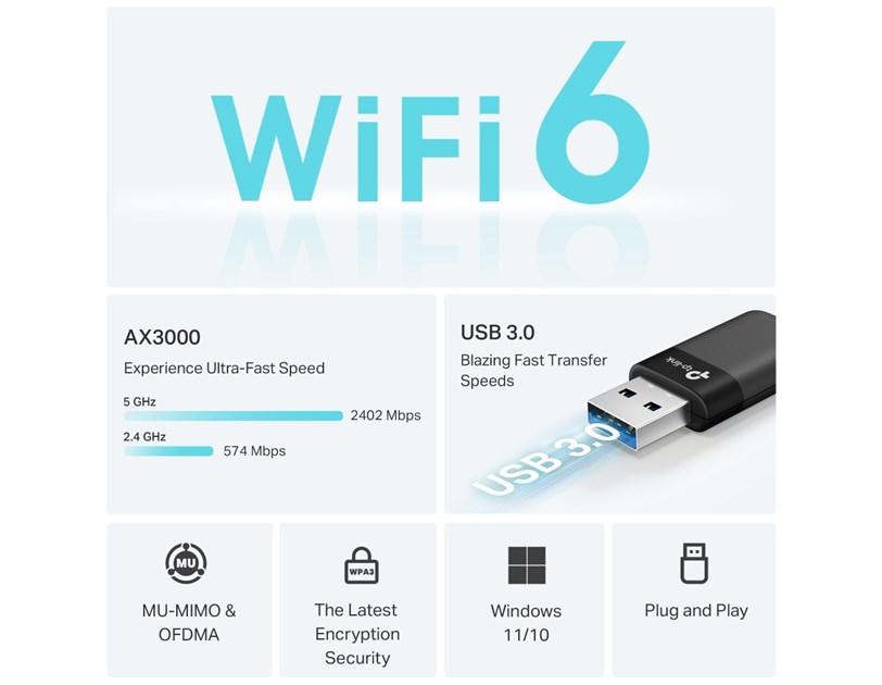 TP-LINK Archer TX50U, AX3000 Wi-Fi 6 USB adapter 