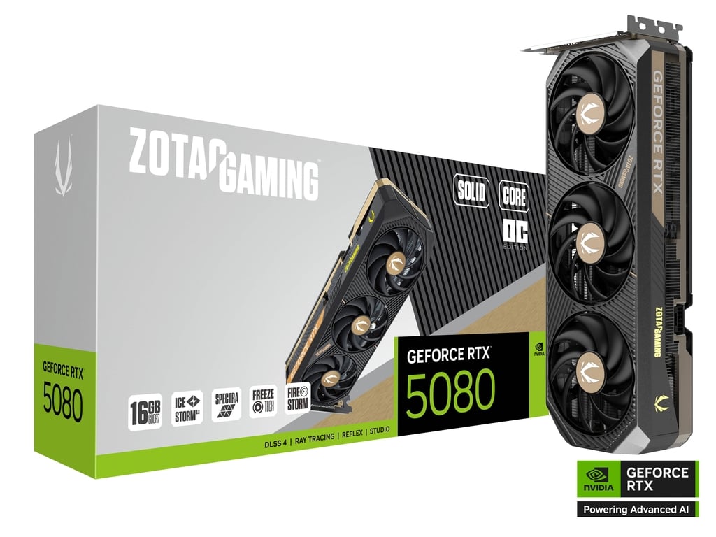 Zotac GAMING GeForce RTX 5080 Solid Core OC 16GB GDDR7/256-bit, PCIe 5.0, 3×DP/...