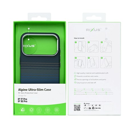 Rixus Alpine Ultra-Slim Case With MagSafe Compatible RXA131 For Apple iPhone 17 Pro, 18 Pro Stripe Blue