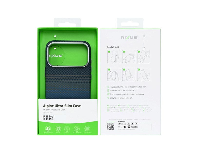 Rixus Alpine Ultra-Slim Case With MagSafe Compatible RXA131 For Apple iPhone 17 Pro, 18 Pro Stripe Blue
