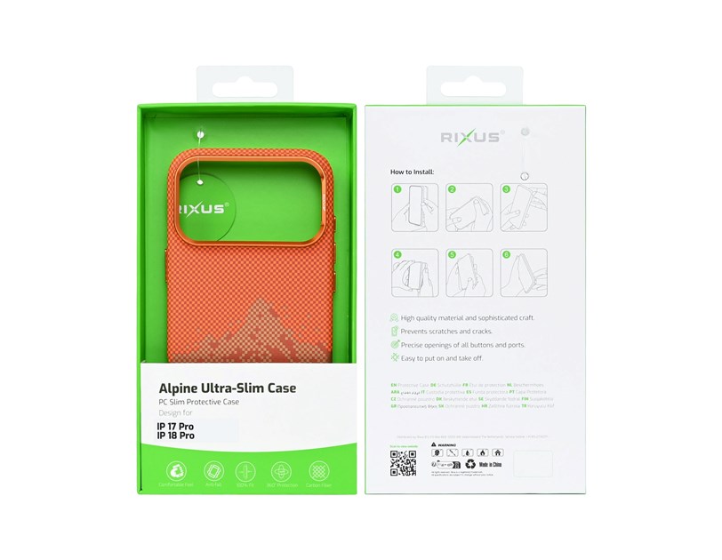 Rixus Alpine Ultra-Slim Case With MagSafe Compatible RXD081 For Apple iPhone 17 Pro, 18 Pro Mountain Orange