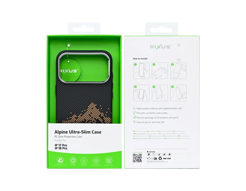 Rixus Alpine Ultra-Slim Case With MagSafe Compatible RXD082 For Apple iPhone 17 Pro, 18 Pro Mountain Black