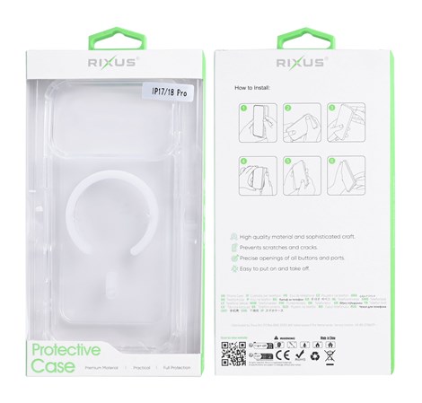 Rixus Anti-Burst Case With MagSafe Compatible For Apple iPhone 17 Pro, 18 Pro Transparent