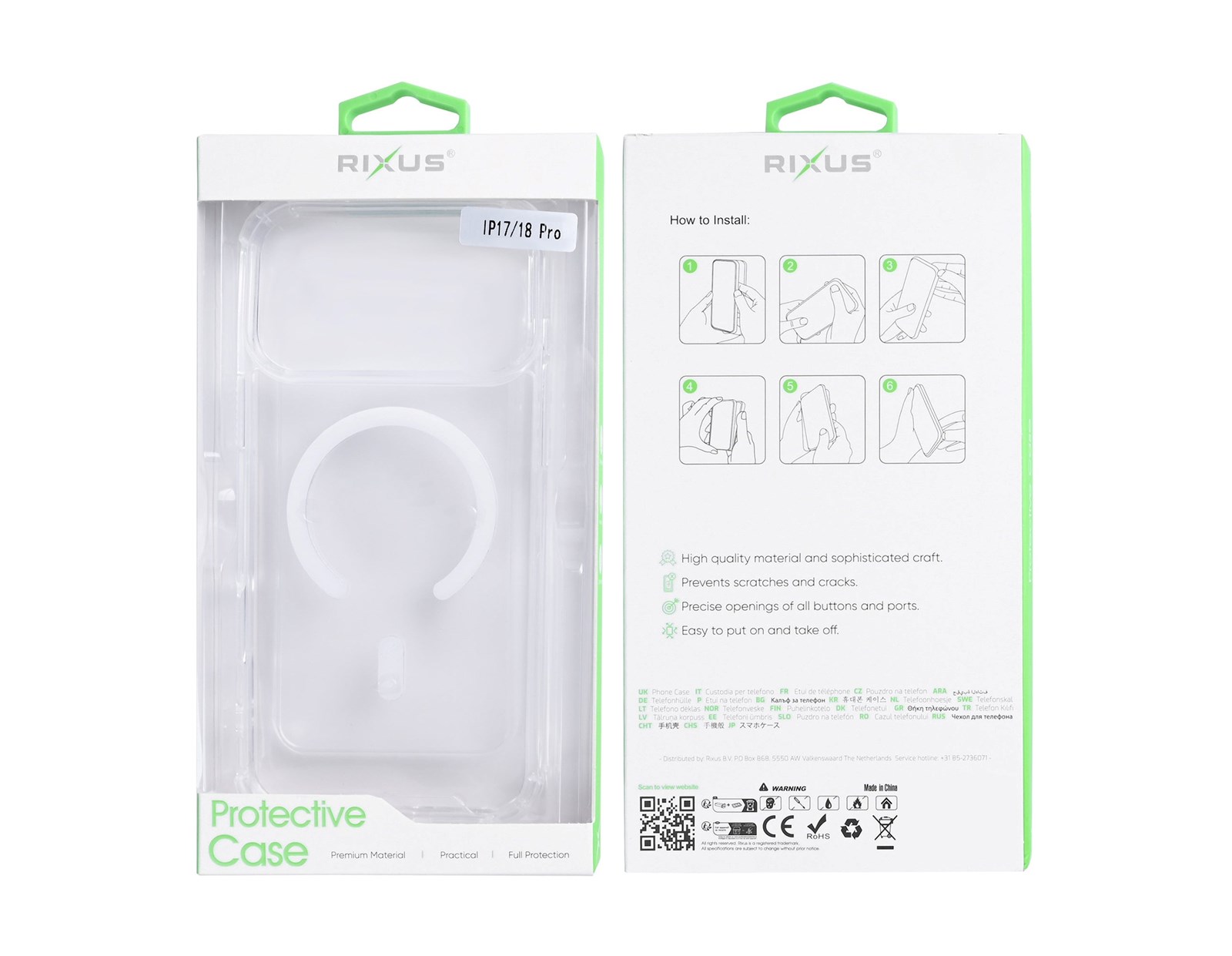 Rixus Anti-Burst Case With MagSafe Compatible For Apple iPhone 17 Pro, 18 Pro Transparent