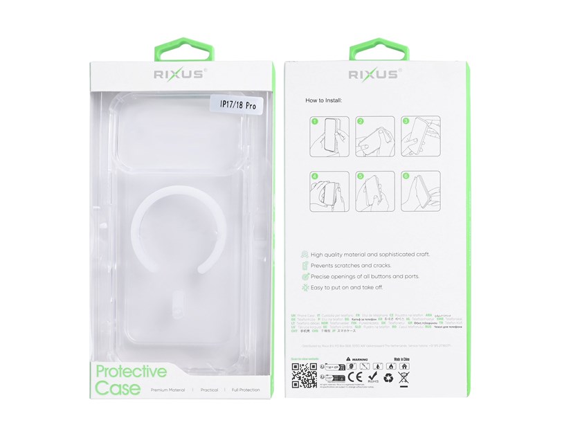 Rixus Anti-Burst Case With MagSafe Compatible For Apple iPhone 17 Pro, 18 Pro Transparent