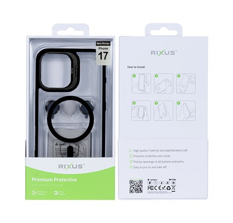 Rixus Classic 03 Case With MagSafe Compatible For Apple iPhone 17 Black