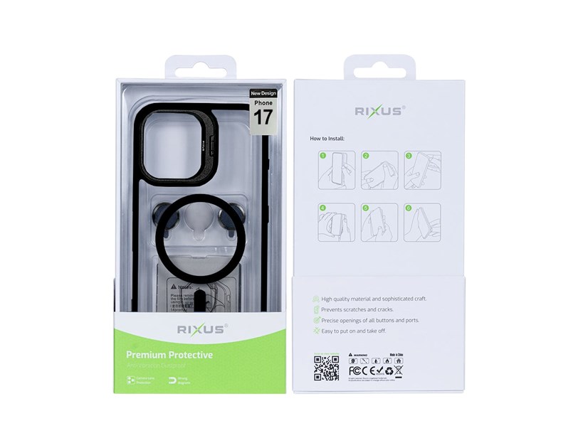 Rixus Classic 03 Case With MagSafe Compatible For Apple iPhone 17 Black