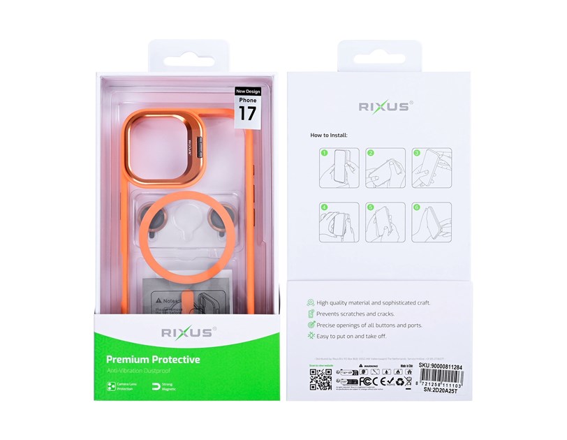 Rixus Classic 03 Case With MagSafe Compatible For Apple iPhone 17 Orange