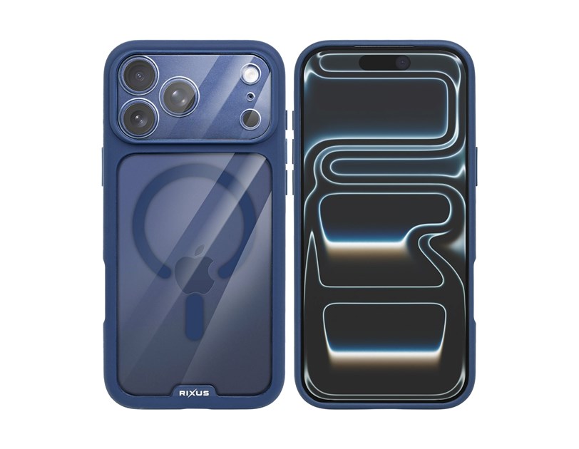 Rixus Crystal Amber Case For Apple iPhone 17 Pro Max, 18 Pro Max Blue