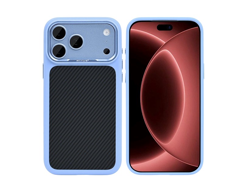 Rixus Mag Carbon With MagSafe Compatible For Apple iPhone 17 Pro Max, 18 Pro Max Light Blue