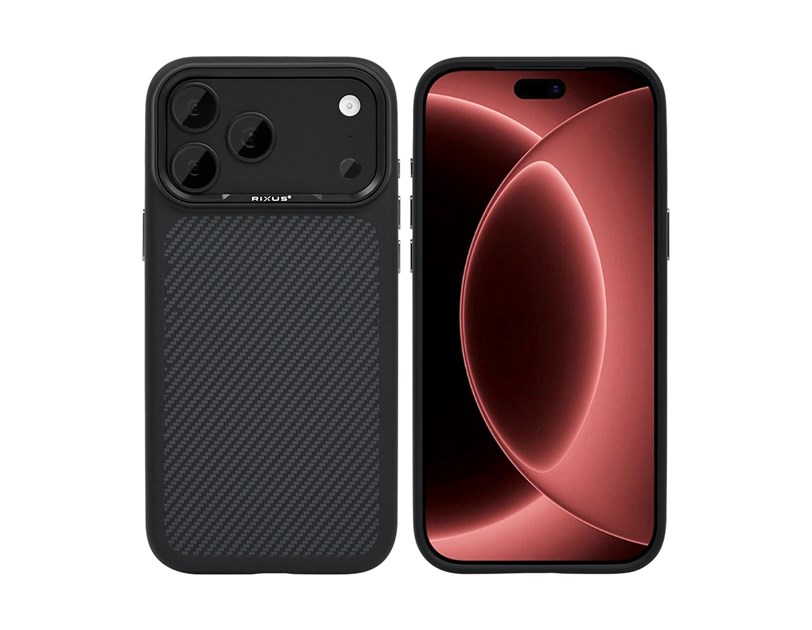 Rixus Mag Carbon With MagSafe Compatible For Apple iPhone 17 Pro, 18 Pro Titanium Black