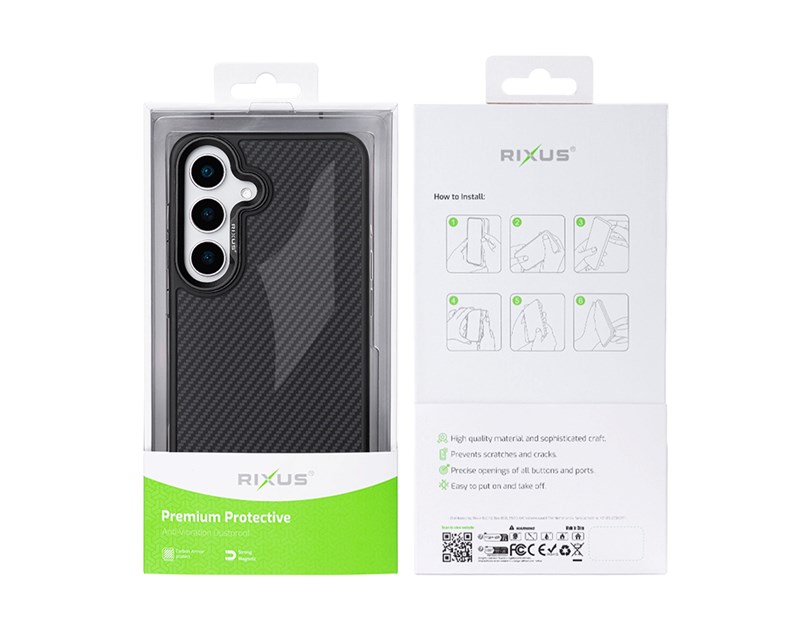 Rixus Mag Carbon With MagSafe Compatible For Samsung Galaxy S26 Black